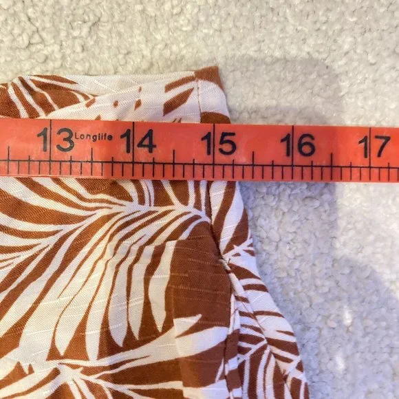 BNWT Wide Leg Trousers CROPPED BROWN TAN Tropical Print Size 12 CRUISE PARTY - Picture 3 of 8